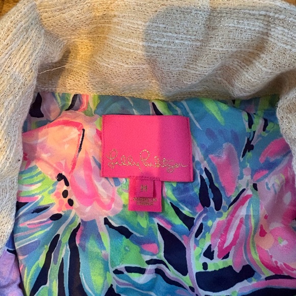 Lilly Pulitzer Cream Puffer Vest with Silver Accents - Picture 6 of 6